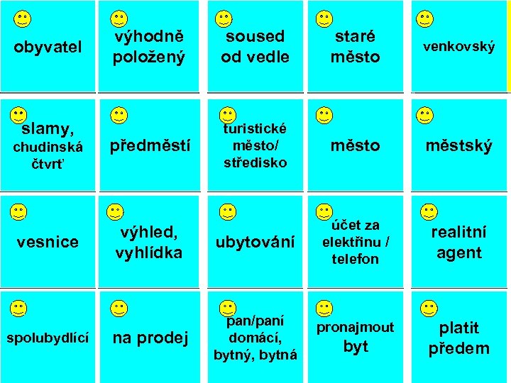 resident, obyvatel inhabitant slamy, slums chudinská výhodně conveniently located položený next-door soused neighbour od