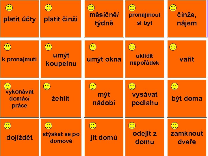 pay the platit účty bills pay the platit činži rent p. m. / p.