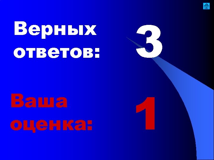 Верных ответов: 3 Ваша оценка: 1 