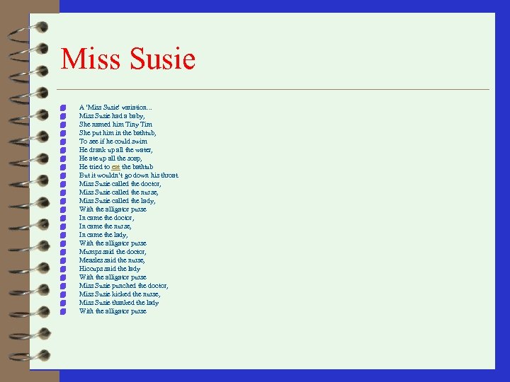 Miss Susie 4 4 4 4 4 4 4 A 'Miss Susie' variation. .