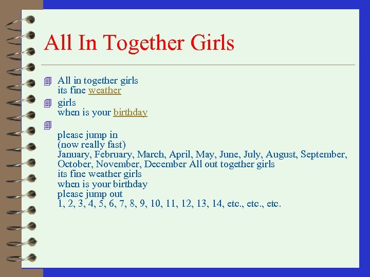 All In Together Girls 4 All in together girls its fine weather 4 girls