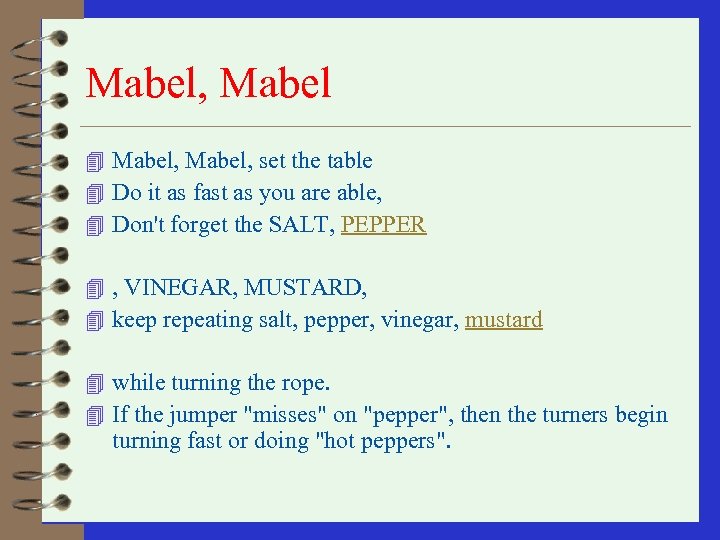 Mabel, Mabel 4 Mabel, set the table 4 Do it as fast as you