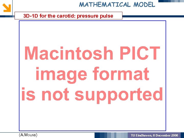 MATHEMATICAL MODEL 3 D-1 D for the carotid: pressure pulse GEOMETRIC PREPROCSSING MODEL VALIDATION