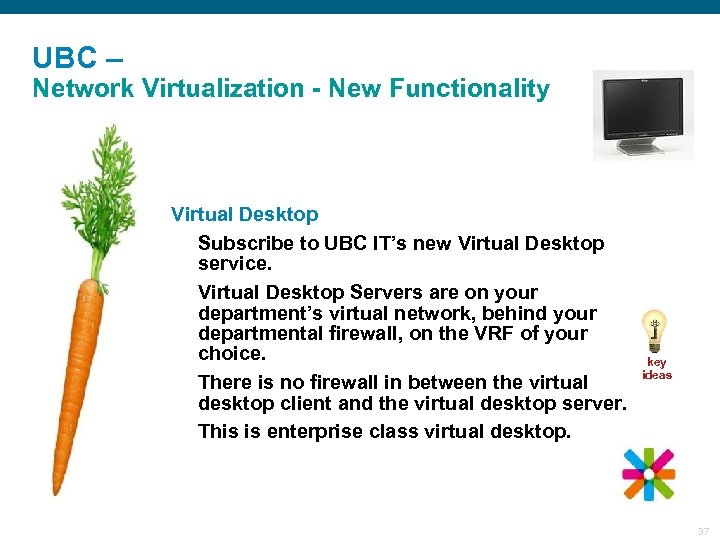 UBC – Network Virtualization - New Functionality Virtual Desktop Subscribe to UBC IT’s new