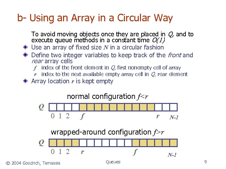 b- Using an Array in a Circular Way To avoid moving objects once they