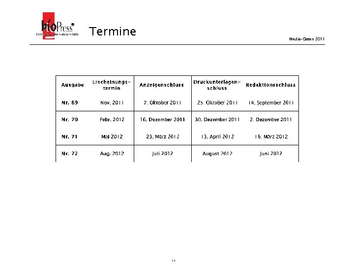 ® Termine Media-Daten 2011 11 