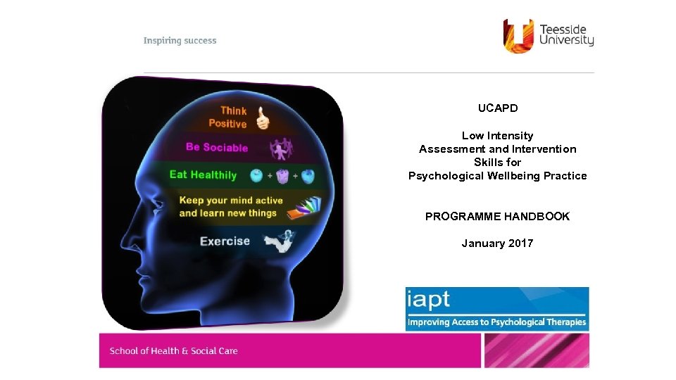 UCAPD Low Intensity Assessment and Intervention Skills for Psychological Wellbeing Practice PROGRAMME HANDBOOK January