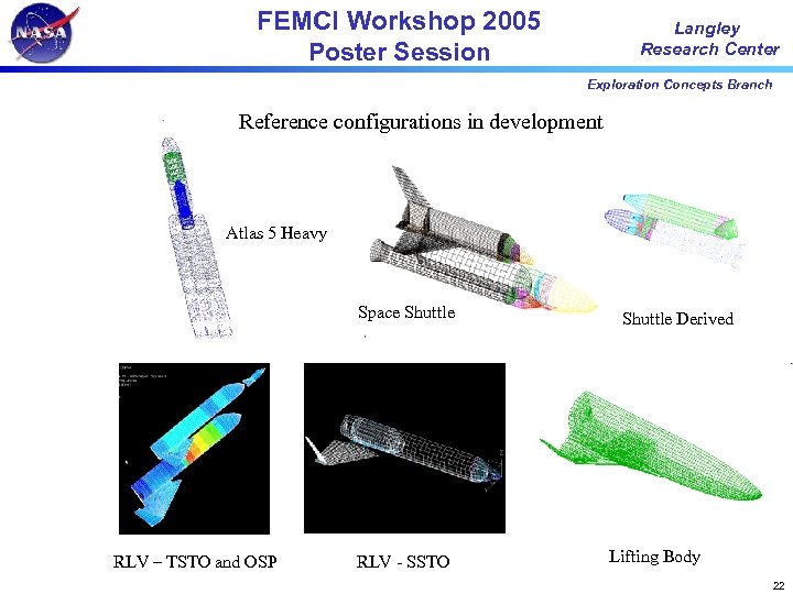 FEMCI Workshop 2005 Poster Session Langley Research Center Exploration Concepts Branch Reference configurations in