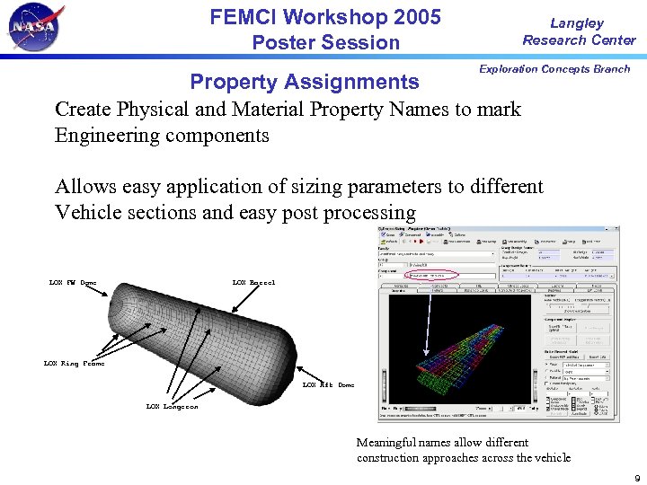 FEMCI Workshop 2005 Poster Session Langley Research Center Exploration Concepts Branch Property Assignments Create