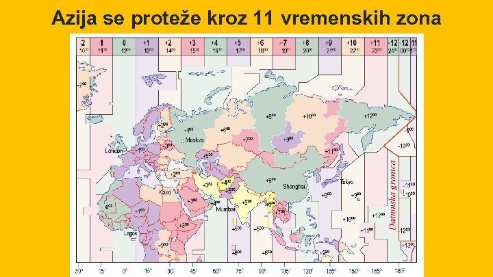 Azija se proteže kroz 11 vremenskih zona 