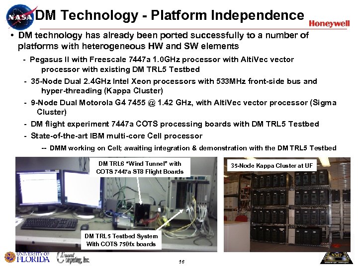 DM Technology - Platform Independence • DM technology has already been ported successfully to