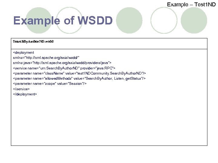 Example – Test 1 ND Example of WSDD Search. By. Author. ND. wsdd <deployment