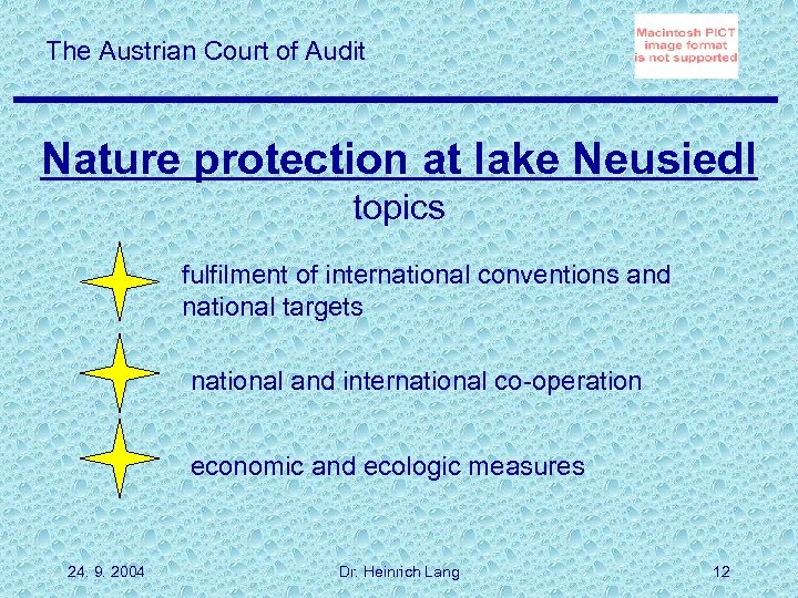 The Austrian Court of Audit Nature protection at lake Neusiedl topics fulfilment of international