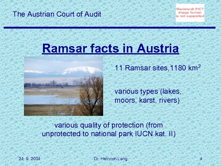 The Austrian Court of Audit Ramsar facts in Austria 11 Ramsar sites, 1180 km
