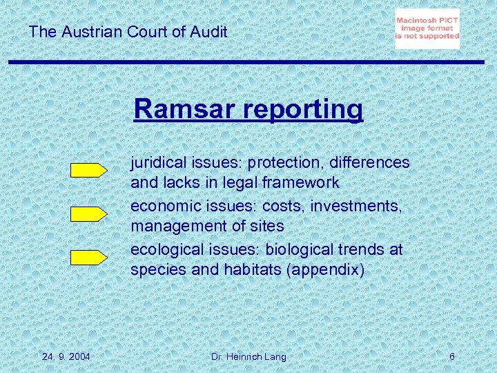The Austrian Court of Audit Ramsar reporting juridical issues: protection, differences and lacks in