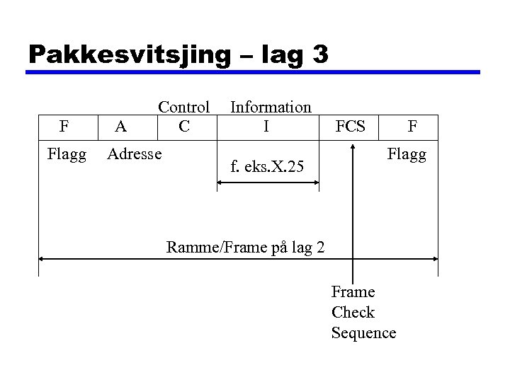 Pakkesvitsjing – lag 3 F Flagg A Control C Adresse Information I f. eks.