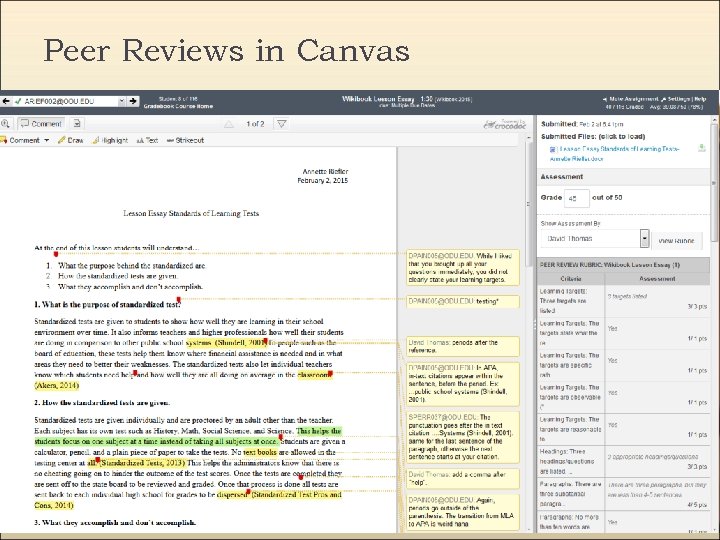 Peer Reviews in Canvas 