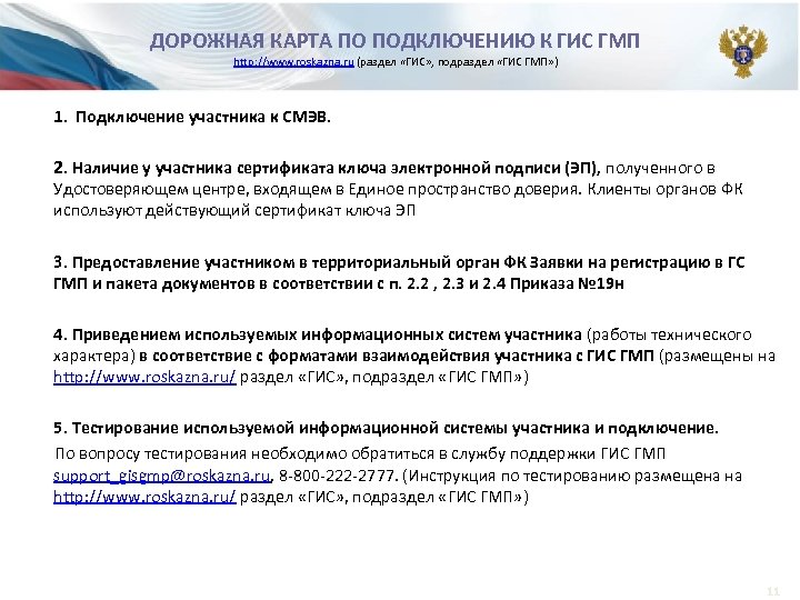 ДОРОЖНАЯ КАРТА ПО ПОДКЛЮЧЕНИЮ К ГИС ГМП http: //www. roskazna. ru (раздел «ГИС» ,
