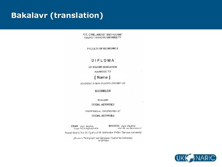 Bakalavr (translation) 