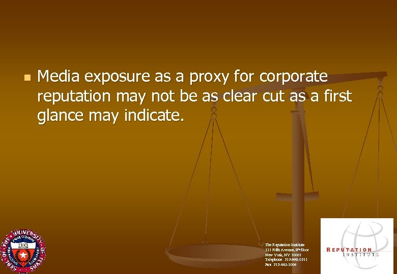 n Media exposure as a proxy for corporate reputation may not be as clear