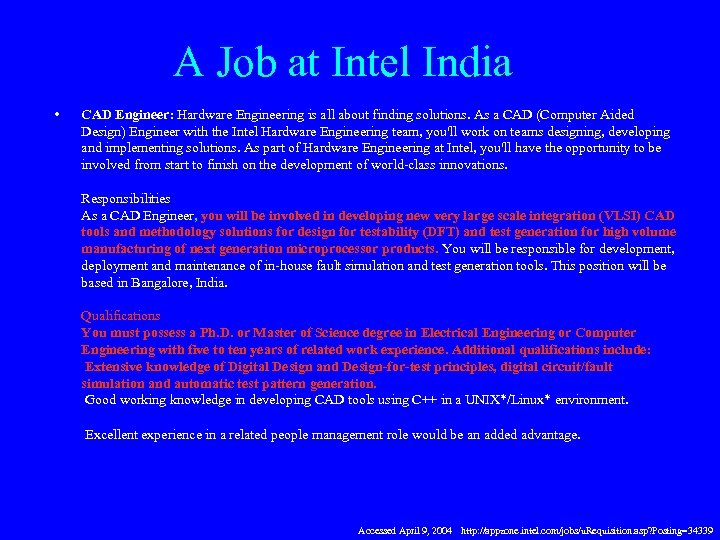 A Job at Intel India • CAD Engineer: Hardware Engineering is all about finding