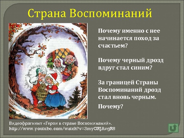Страна Воспоминаний Почему именно с нее начинается поход за счастьем? Почему черный дрозд вдруг
