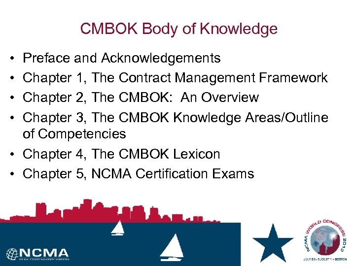 CMBOK Body of Knowledge • • Preface and Acknowledgements Chapter 1, The Contract Management