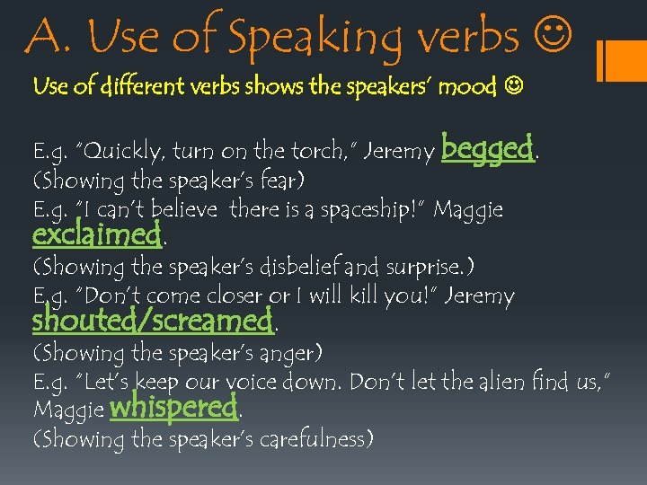 Dialogue Writing A Use Of Speaking Verbs