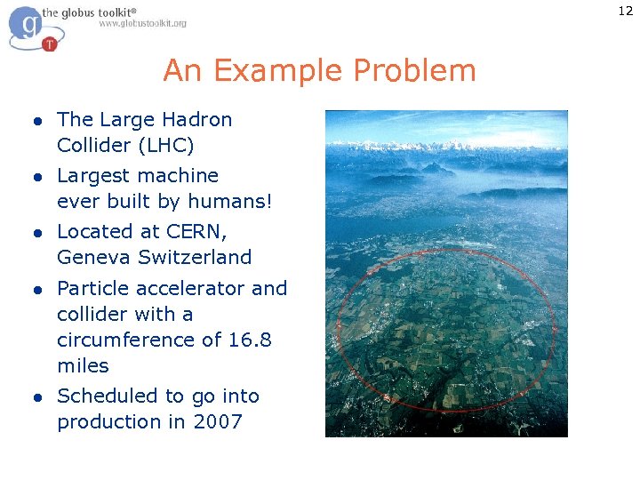 12 An Example Problem l The Large Hadron Collider (LHC) l Largest machine ever