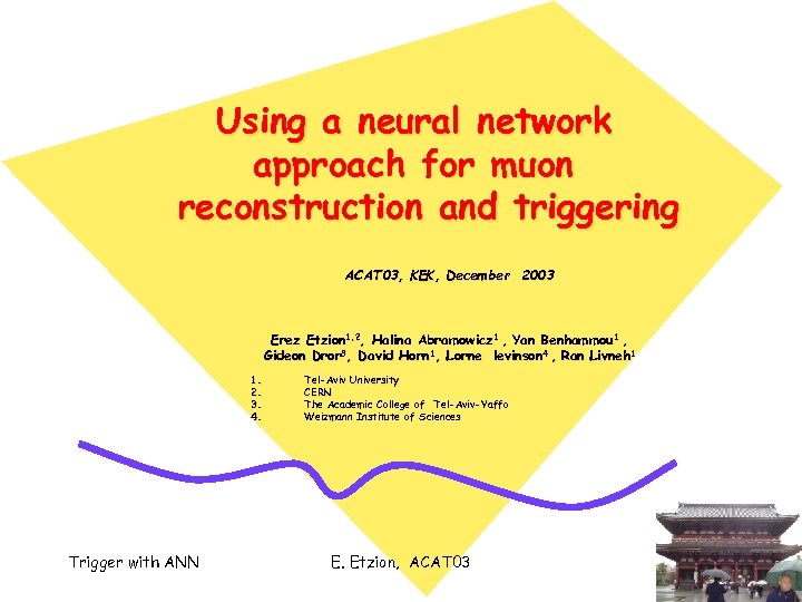 Using a neural network approach for muon reconstruction and triggering ACAT 03, KEK, December