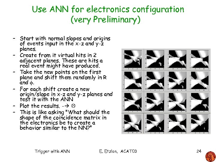 Use ANN for electronics configuration (very Preliminary) – Start with normal slopes and origins