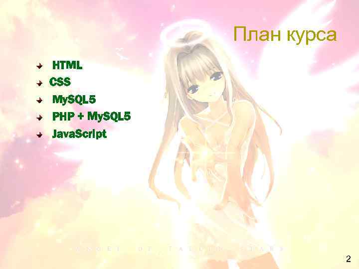 План курса HTML CSS My. SQL 5 PHP + My. SQL 5 Java. Script