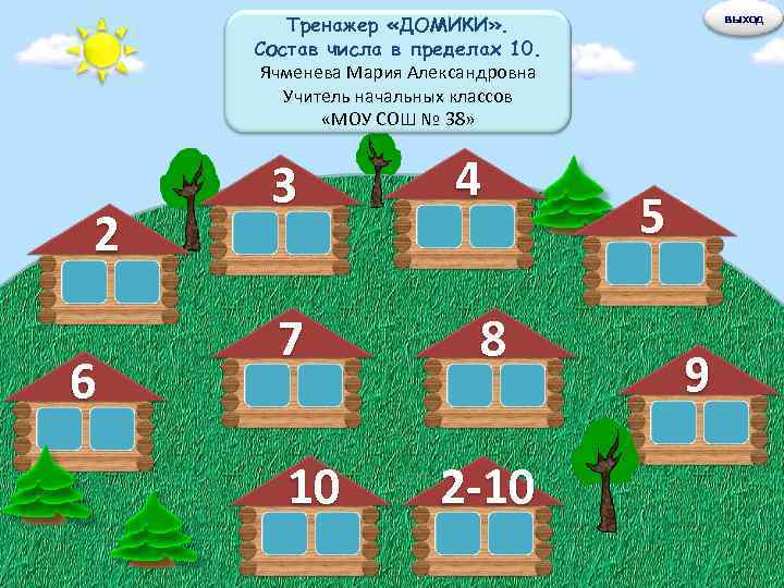 Тренажер «ДОМИКИ» . Состав числа в пределах 10. Ячменева Мария Александровна Учитель начальных классов