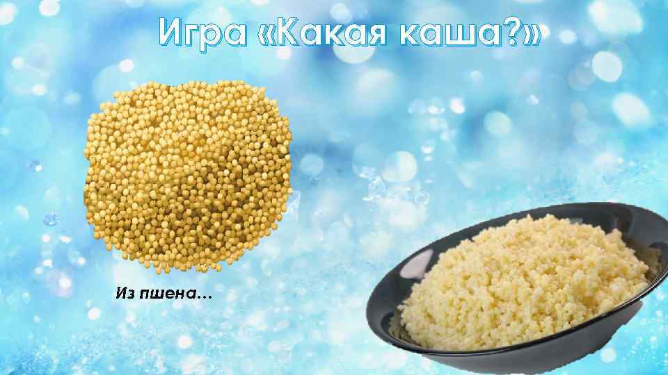 Игра «Какая каша? » Из пшена… 