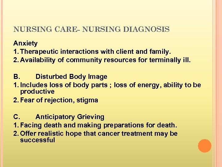 Nursing Care Plan Patient With Gynecology Chemotherapy Ni