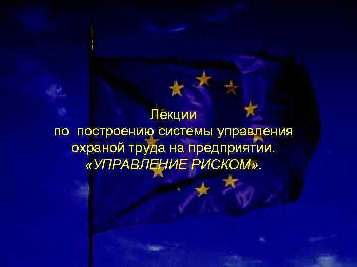  Лекции по построению системы управления охраной труда на предприятии. «УПРАВЛЕНИЕ РИСКОМ» . 