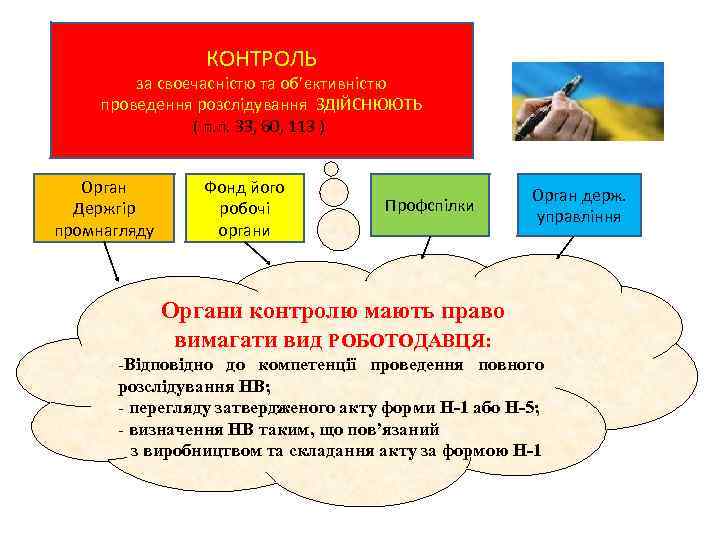 КОНТРОЛЬ за своєчасністю та об’єктивністю проведення розслідування ЗДІЙСНЮЮТЬ ( п. п. 33, 60, 113