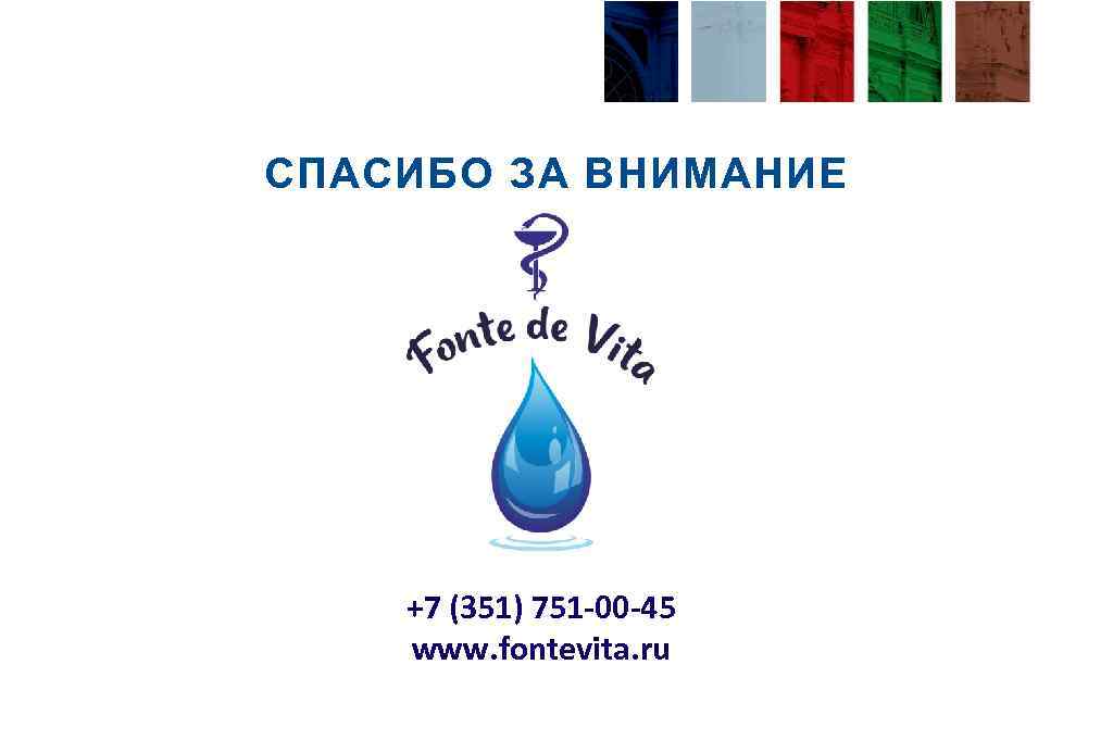 СПАСИБО ЗА ВНИМАНИЕ +7 (351) 751 -00 -45 www. fontevita. ru 