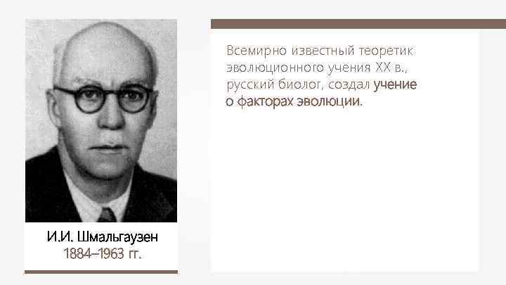 Всемирно известный теоретик эволюционного учения XX в. , русский биолог, создал учение о факторах