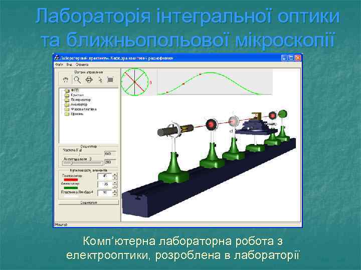 Лабораторія інтегральної оптики та ближньопольової мікроскопії Комп’ютерна лабораторна робота з електрооптики, розроблена в лабораторії