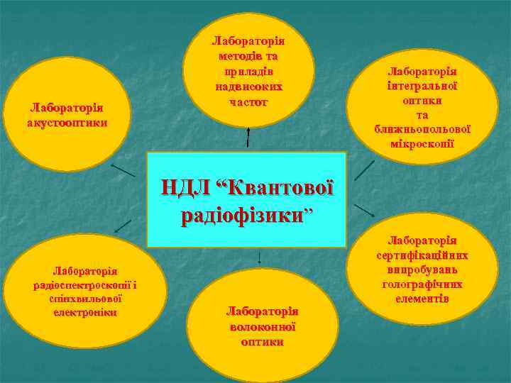 Лабораторія методів та приладів Лабораторія акустооптики надвисоких частот Лабораторія інтегральної оптики та ближньопольової мікроскопії