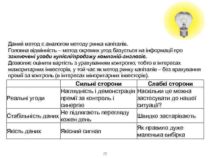 2. Ринковий метод 2. 2. Метод окремих угод Даний метод є аналогом методу ринка