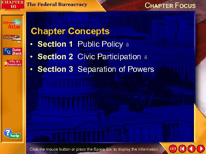 Chapter Concepts • Section 1 Public Policy • Section 2 Civic Participation • Section