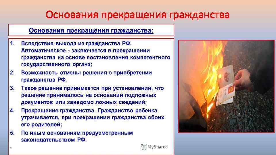 Основания прекращения гражданства 