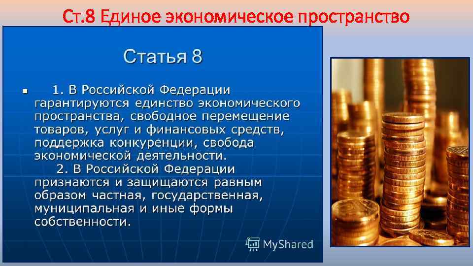 Ст. 8 Единое экономическое пространство 