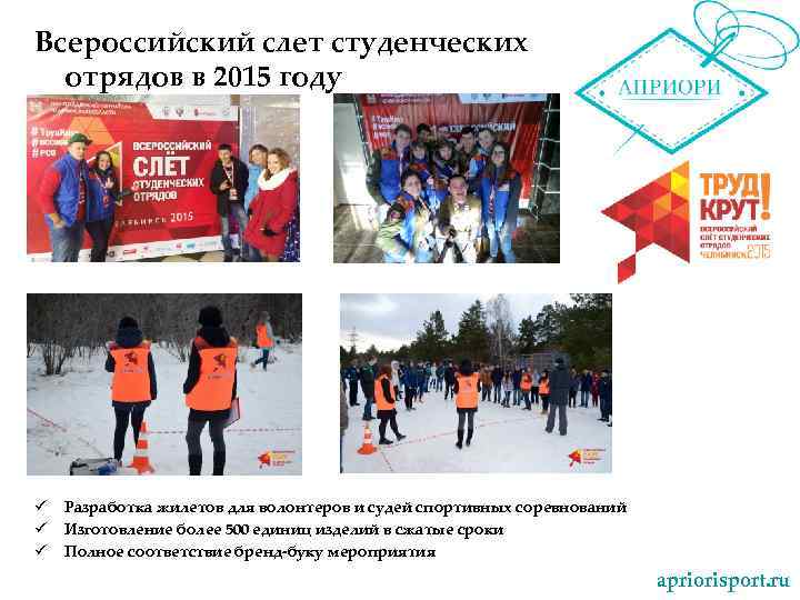 Всероссийский слет студенческих отрядов в 2015 году ü ü ü Разработка жилетов для волонтеров