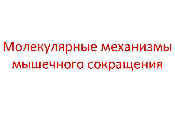 Молекулярные механизмы мышечного сокращения 