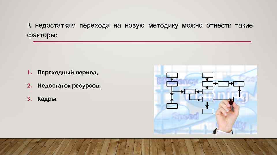 К недостаткам перехода на новую методику можно отнести такие факторы: 1. Переходный период; 2.