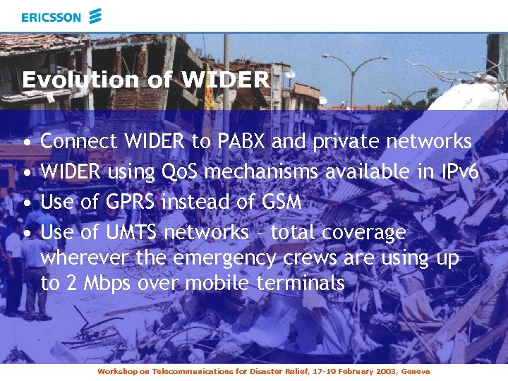 Evolution of WIDER • • Connect WIDER to PABX and private networks WIDER using