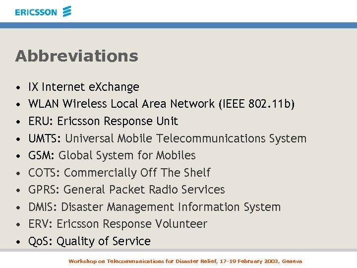 Abbreviations • • • IX Internet e. Xchange WLAN Wireless Local Area Network (IEEE
